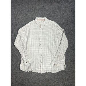 Carbon 2 Cobalt Button Up Shirt Men Size XL Gray Plaid Linen Blend Casual Modern